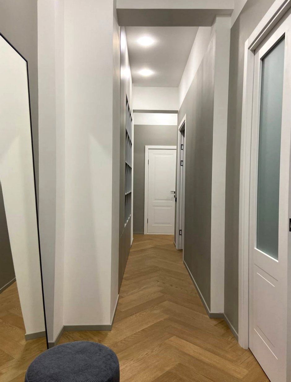 Композитная паркетная доска Quartz Parquet Штучный паркет Дуб Карельский 44-419 венгерская елка 400×100×5 фото в интерьере