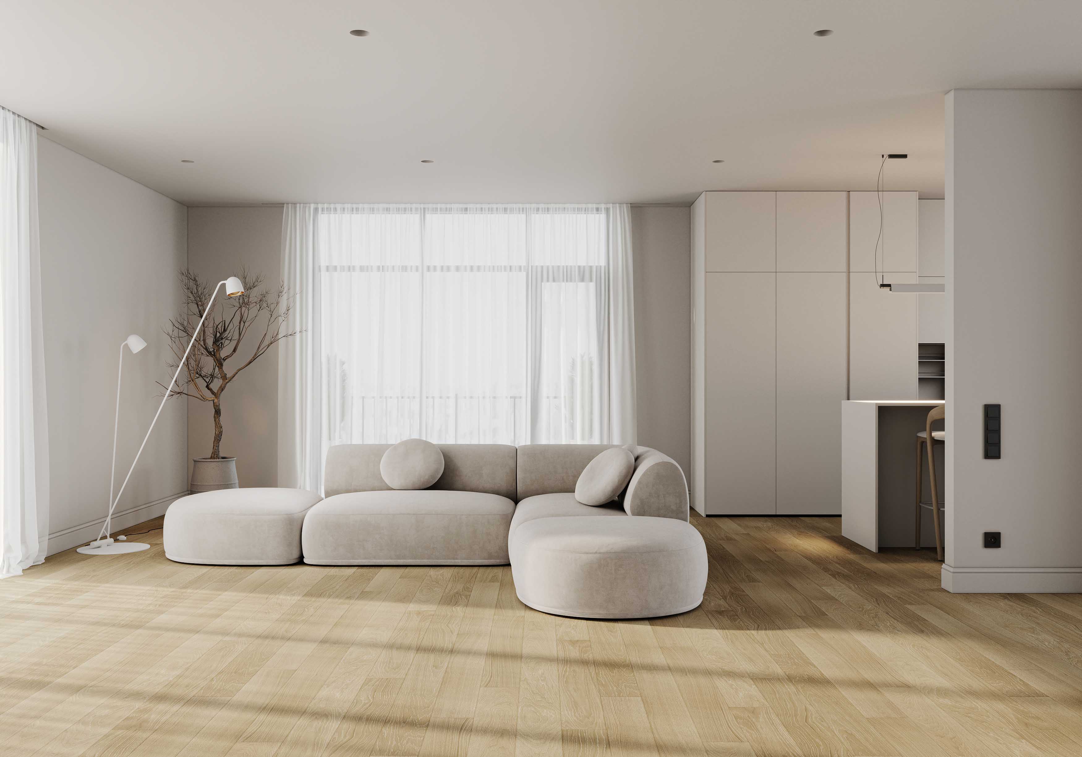 Композитная паркетная доска Quartz Parquet Классик Дуб Хельсинки 1258-58 400-1220×152×5 фото в интерьере