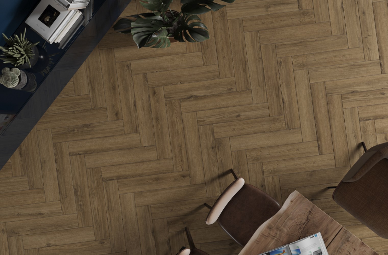 Ламинат Alpine Floor Ville Дуб Азуара 63274 венгерская елка 643x131×8 фото в интерьере