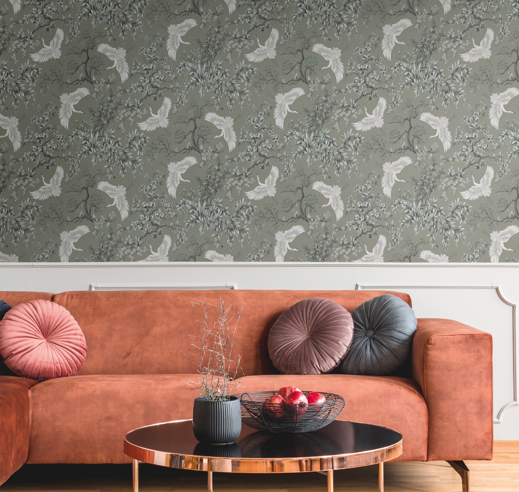 Обои Milassa Сканди Дзен Тысяча журавлей JA1 005 10,05×1 фото в интерьере