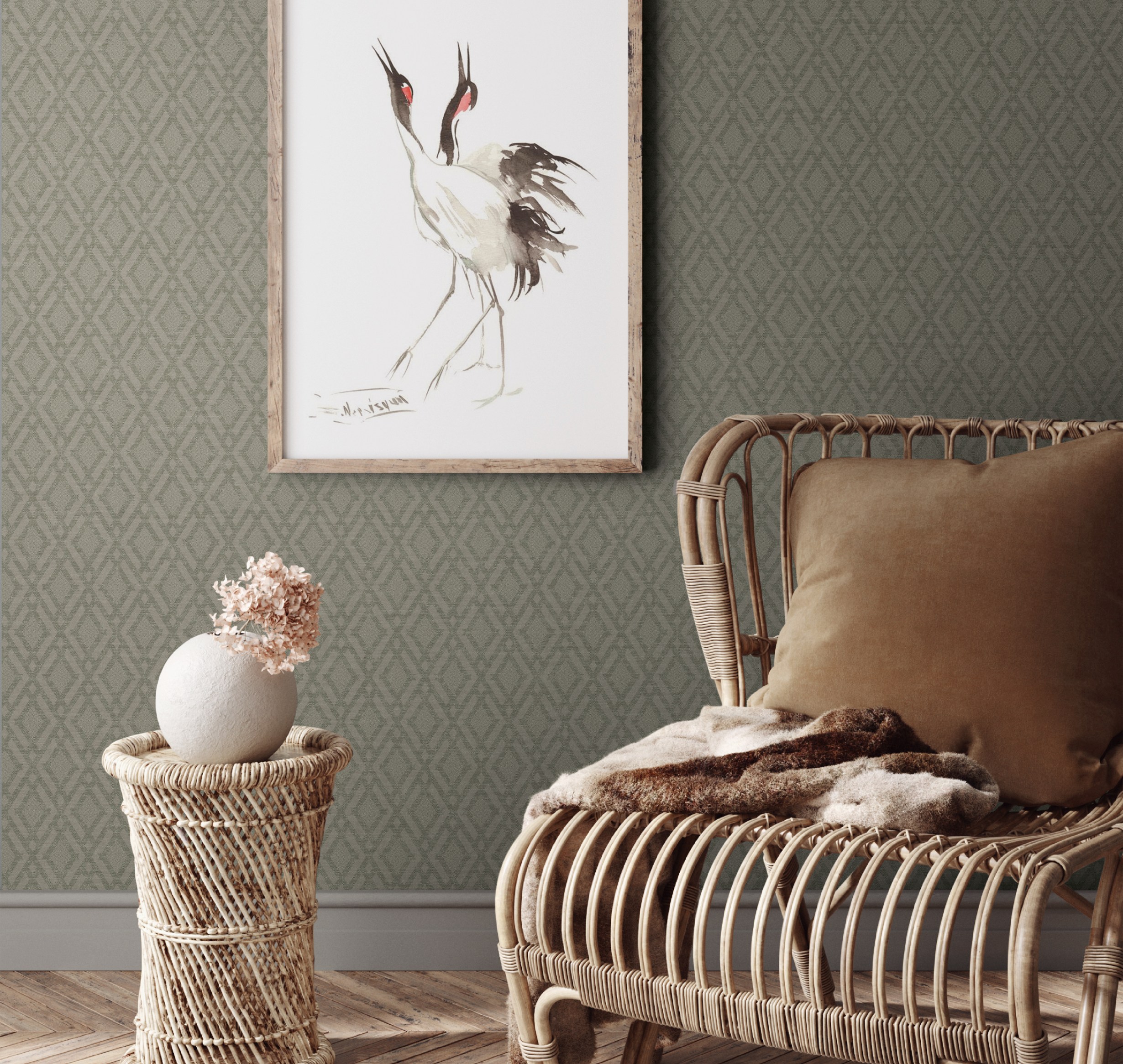 Обои Milassa Сканди Дзен Ромбы JA2 005 10,05×1 фото в интерьере