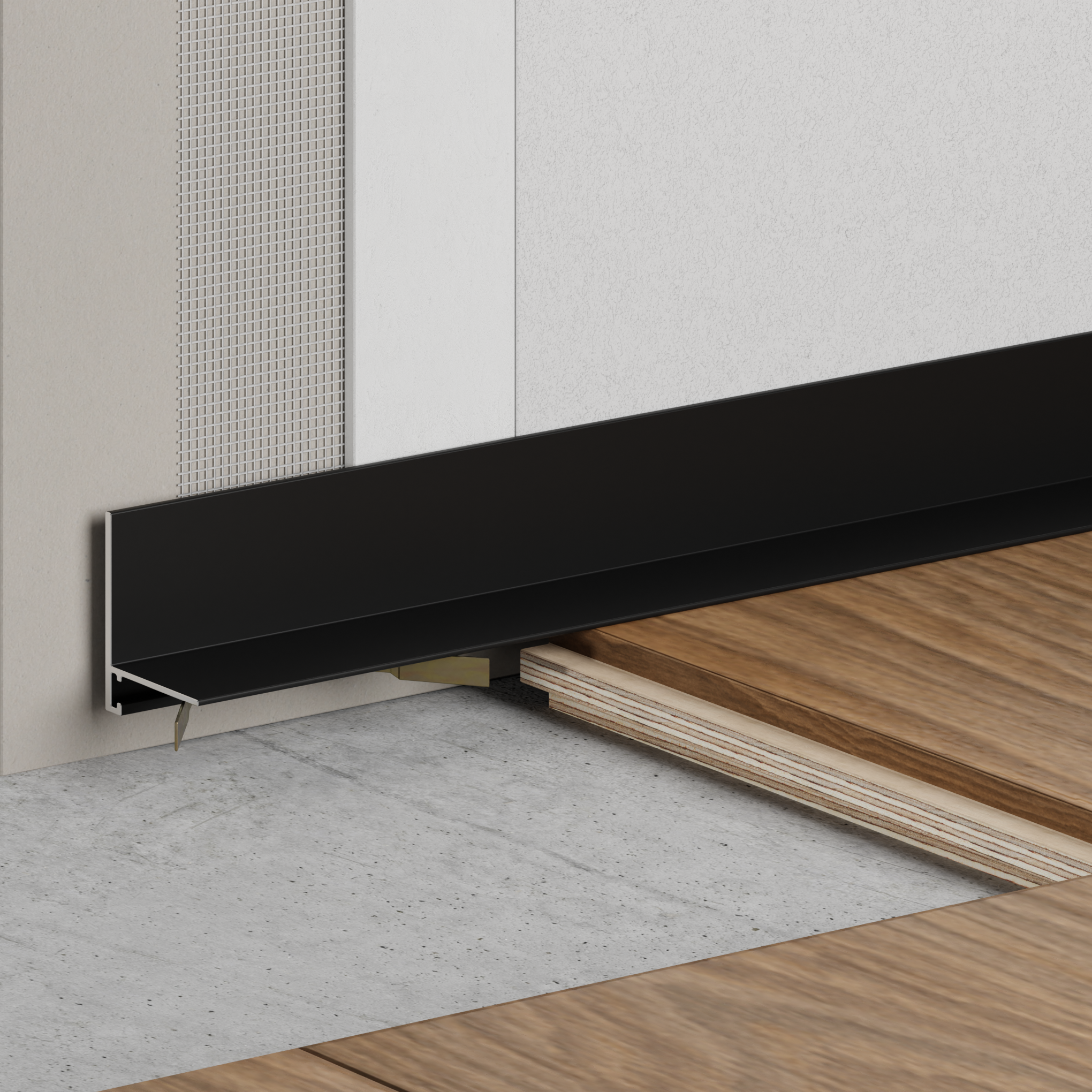 Микроплинтус алюминиевый Ликорн Лайн С-05.25.3 L черный матовый 2500×25,8×16