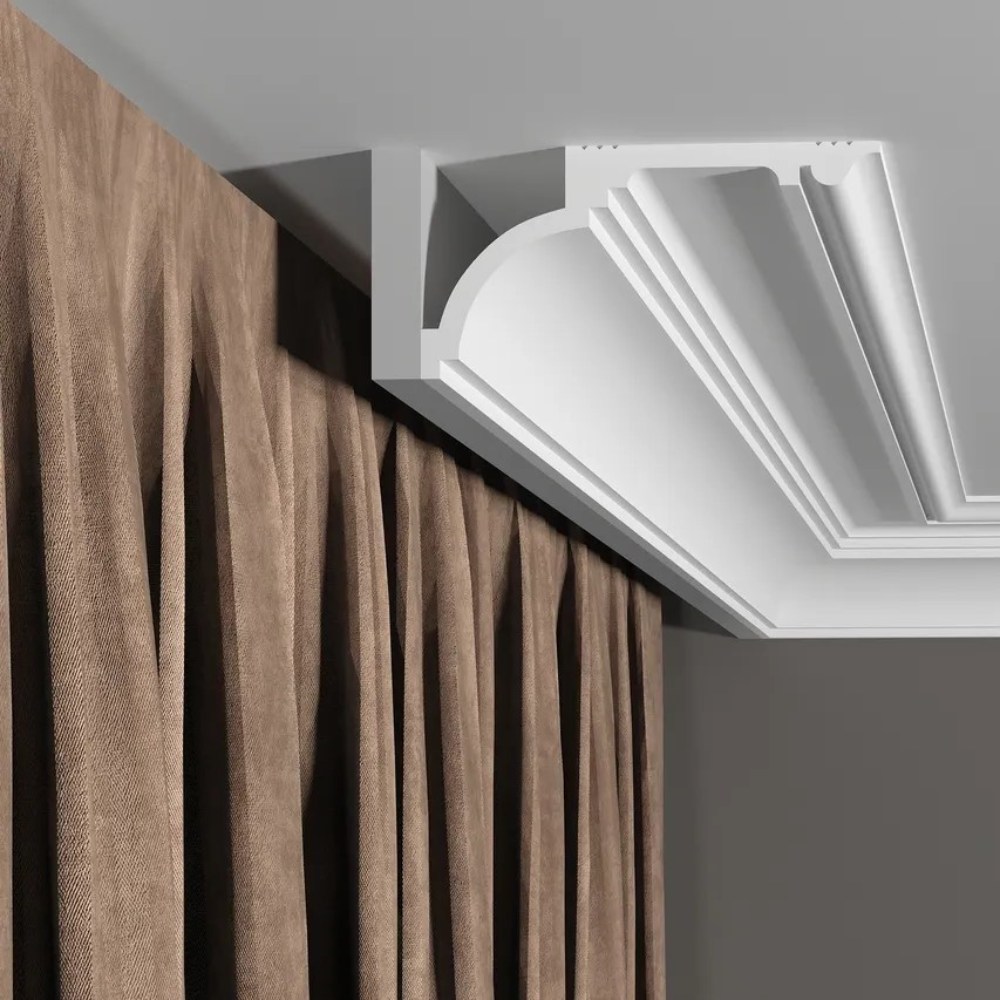 Потолочный плинтус под покраску Decor-Dizayn Грани DD517 2000×60×120 фото в интерьере