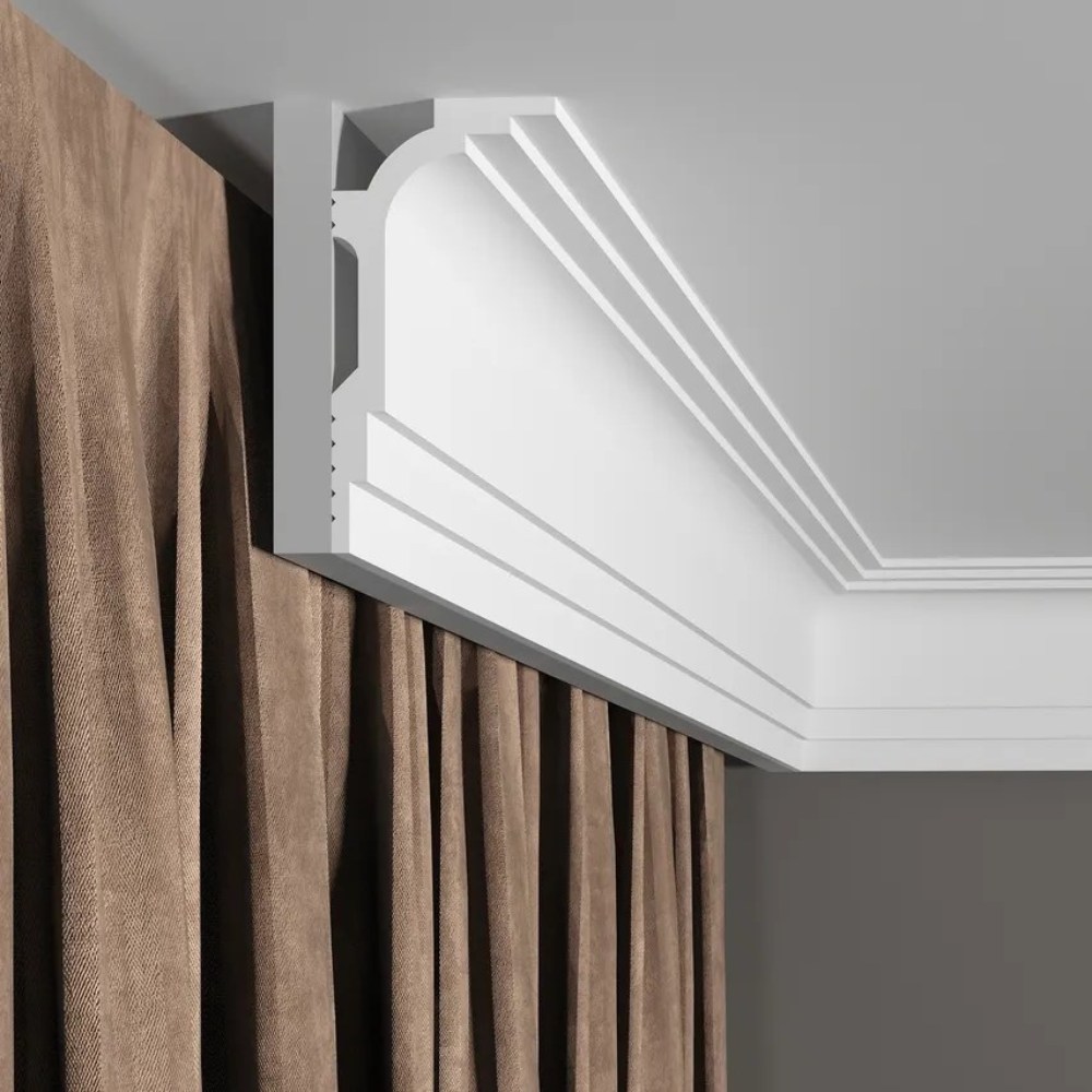 Потолочный плинтус под покраску Decor-Dizayn Грани DD515 2000×50×100 фото в интерьере