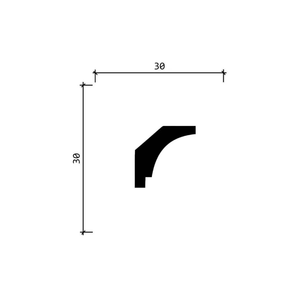 Потолочный плинтус под покраску Decor-Dizayn DD37 2000×30×30