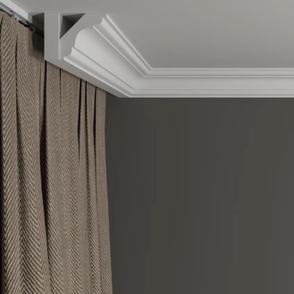 Потолочный плинтус под покраску Decor-Dizayn DD05 2000×49×49 фото в интерьере