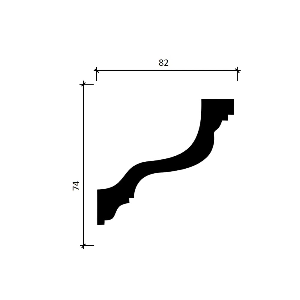 Потолочный плинтус под покраску Decor-Dizayn DD30 2000×82×74