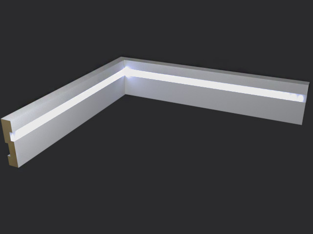 Плинтус МДФ под покраску Evrowood PN 021 Led с подсветкой 2000×70×16