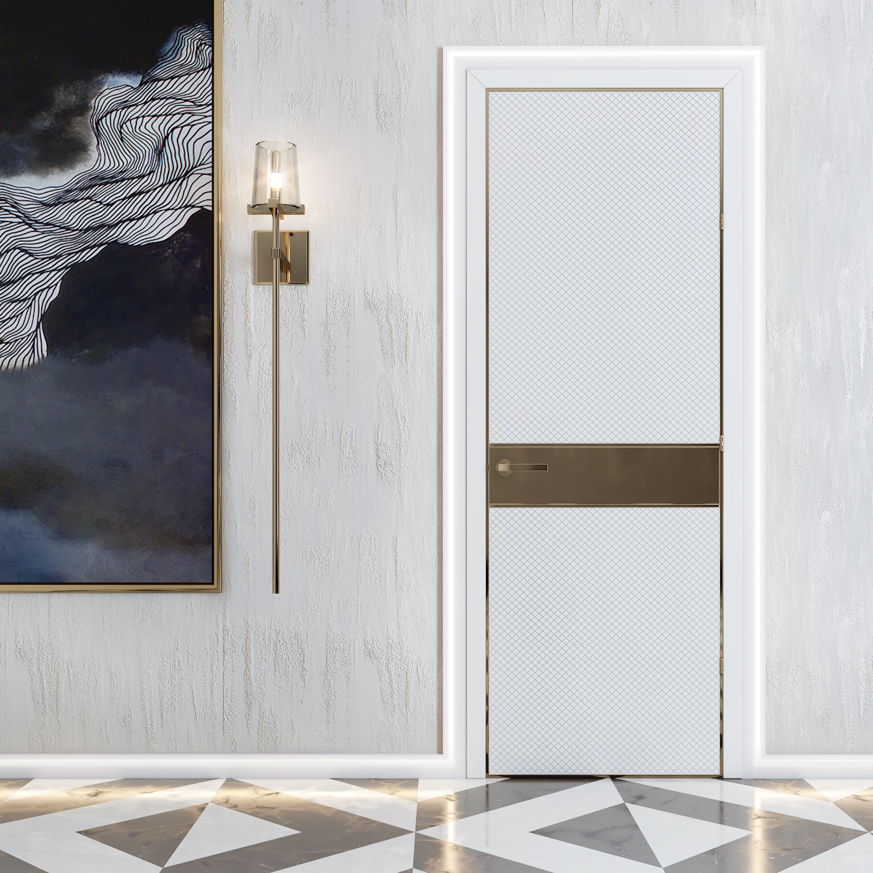 Плинтус МДФ под покраску Evrowood PN 021 Led с подсветкой 2000×70×16 фото в интерьере