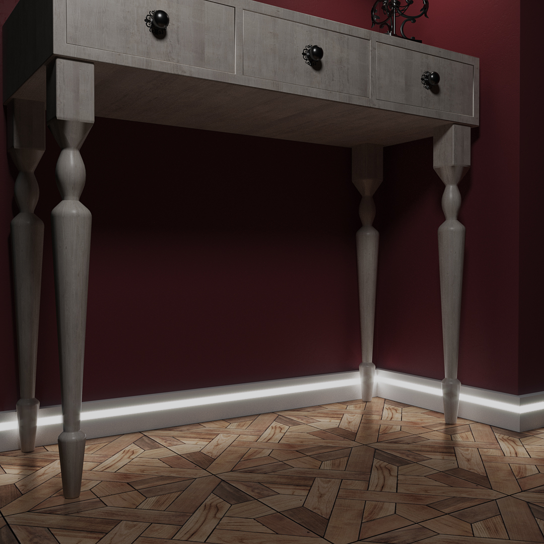 Плинтус МДФ под покраску Evrowood PN 021 Led с подсветкой 2000×70×16 фото в интерьере