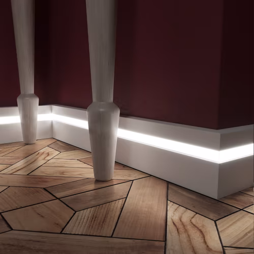 Плинтус МДФ под покраску Evrowood PN 021 Led с подсветкой 2000×70×16