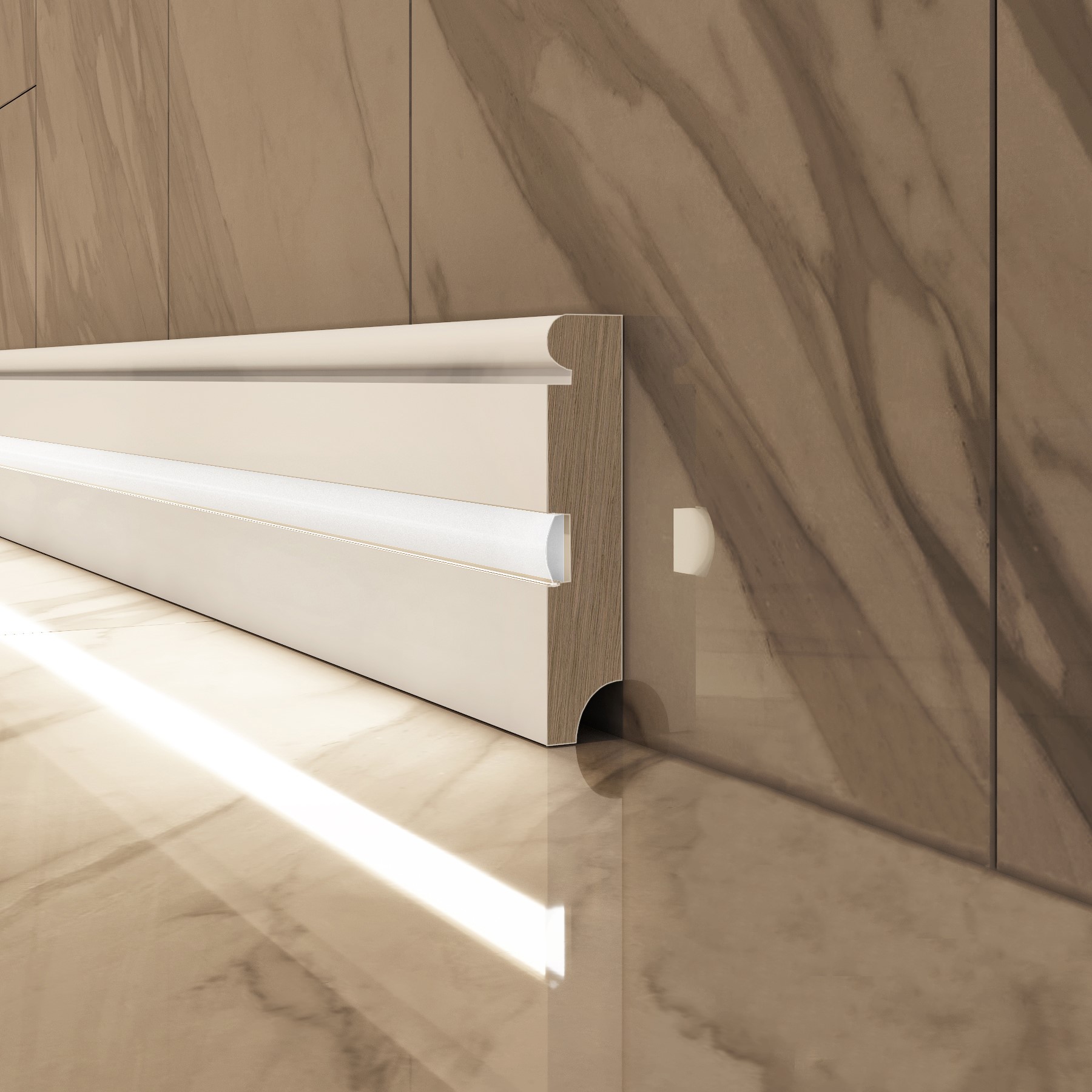 Плинтус МДФ под покраску Evrowood PN 030 Led с подсветкой 2000×80×16