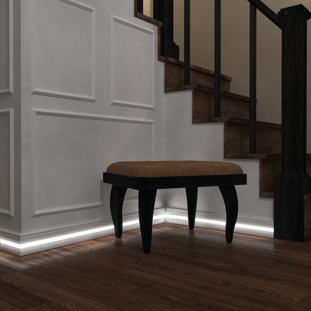 Плинтус МДФ под покраску Evrowood PN 030 Led с подсветкой 2000×80×16 фото в интерьере