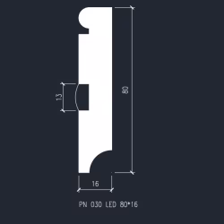 Плинтус МДФ под покраску Evrowood PN 030 Led с подсветкой 2000×80×16