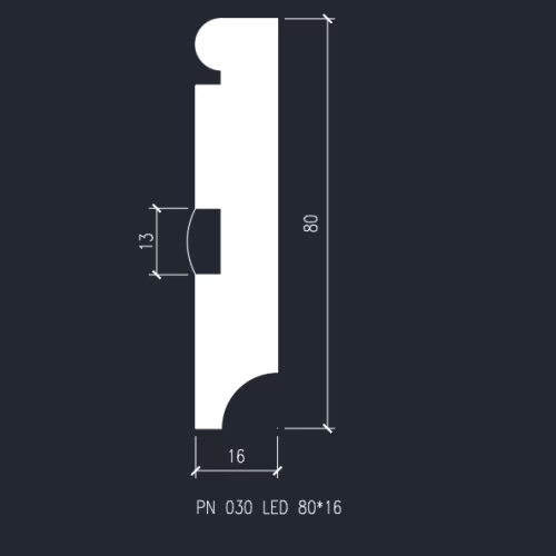 Плинтус МДФ под покраску Evrowood PN 030 Led с подсветкой 2000×80×16
