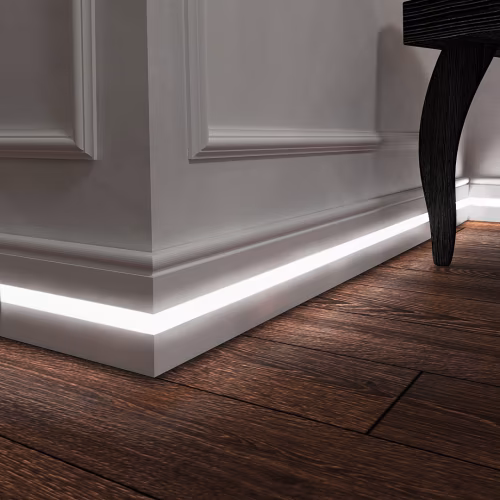Плинтус МДФ под покраску Evrowood PN 030 Led с подсветкой 2000×80×16