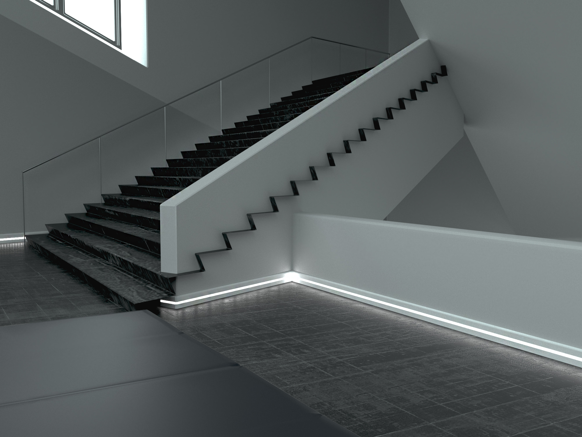 Плинтус МДФ под покраску Evrowood PN 050 Led с подсветкой 2000×80×12 фото в интерьере