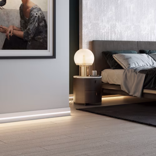 Плинтус МДФ под покраску Evrowood PN 050 Led с подсветкой 2000×80×12