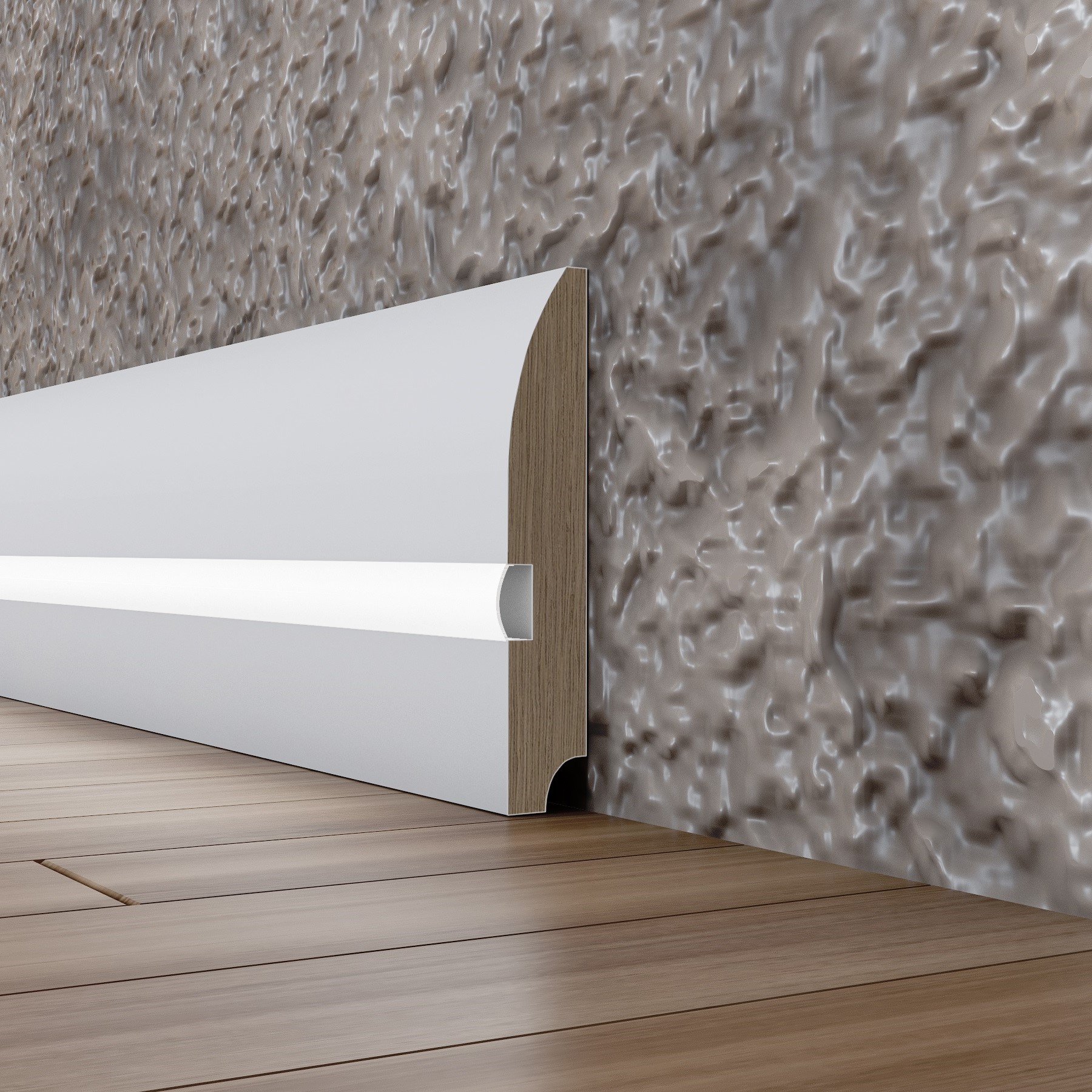 Плинтус МДФ под покраску Evrowood PN 080 Led с подсветкой 2000×95×16