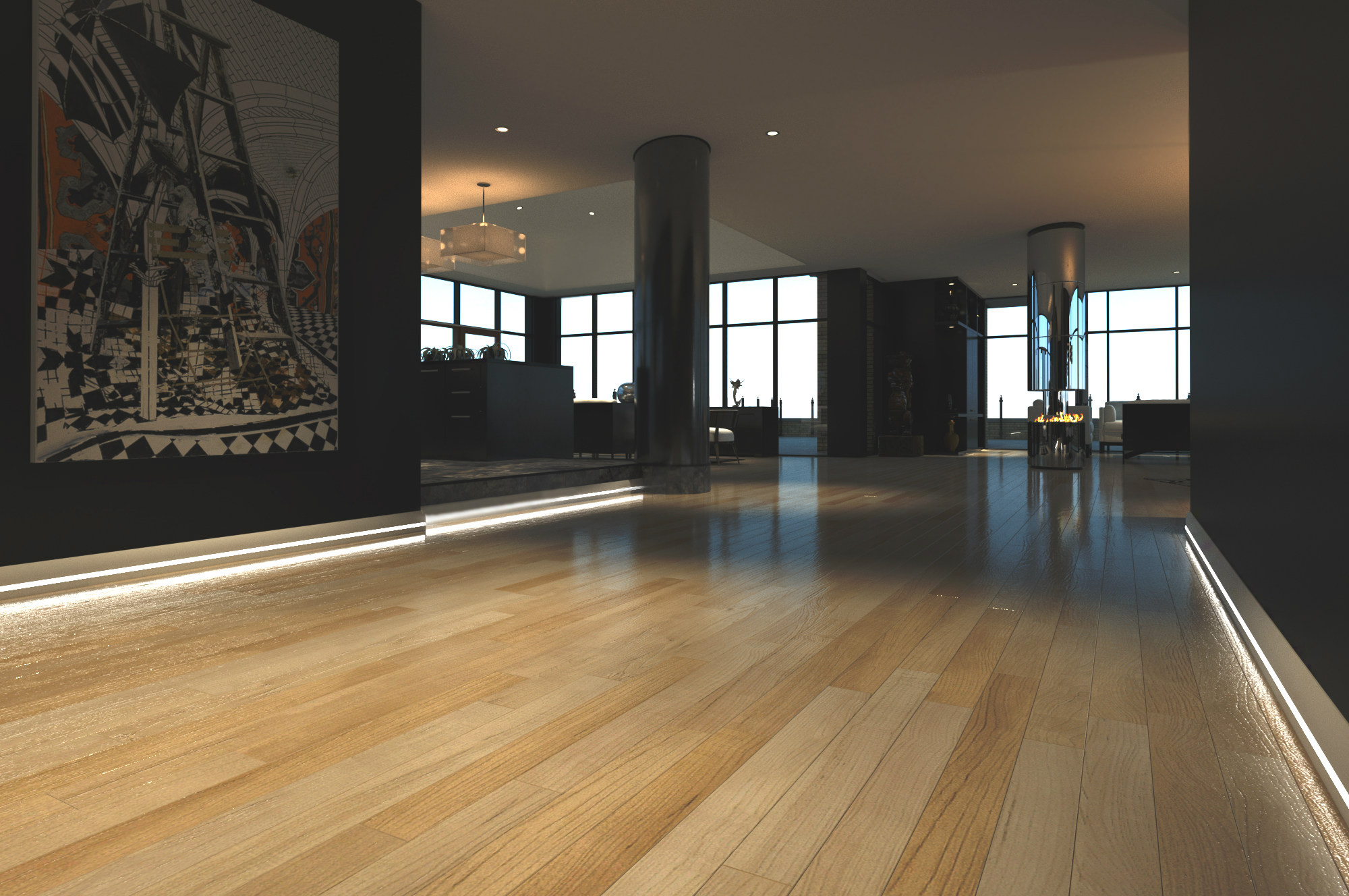 Плинтус МДФ под покраску Evrowood PN 080 Led с подсветкой 2000×95×16