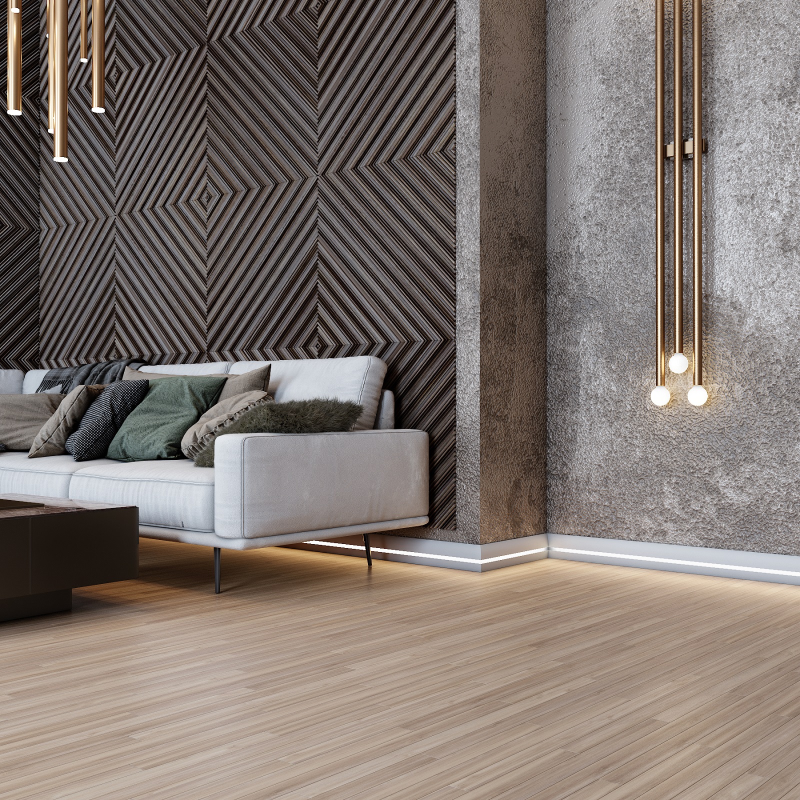 Плинтус МДФ под покраску Evrowood PN 080 Led с подсветкой 2000×95×16