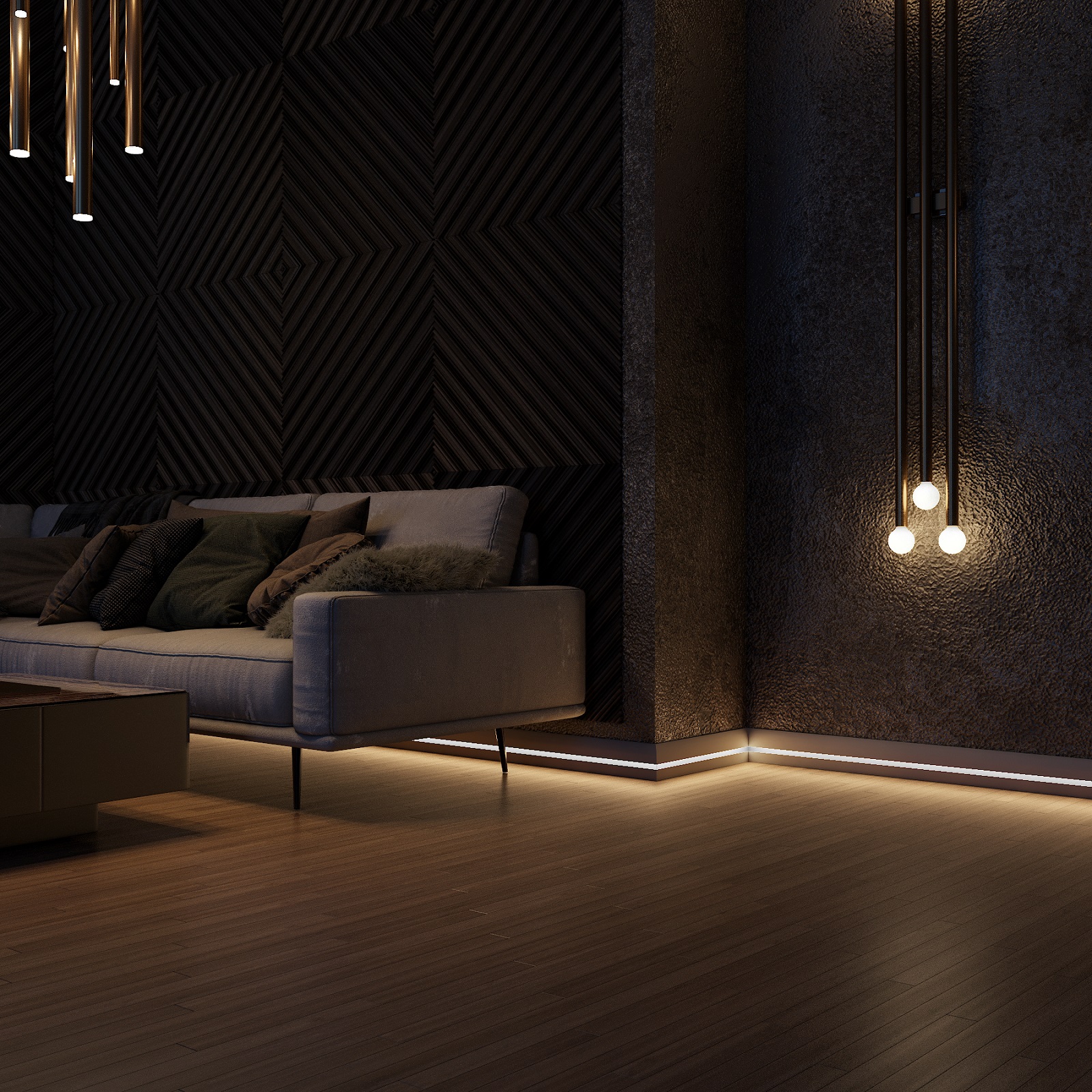 Плинтус МДФ под покраску Evrowood PN 080 Led с подсветкой 2000×95×16