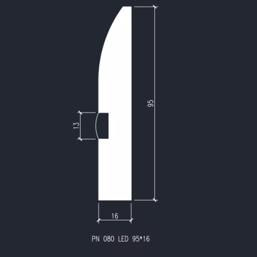 Плинтус МДФ под покраску Evrowood PN 080 Led с подсветкой 2000×95×16