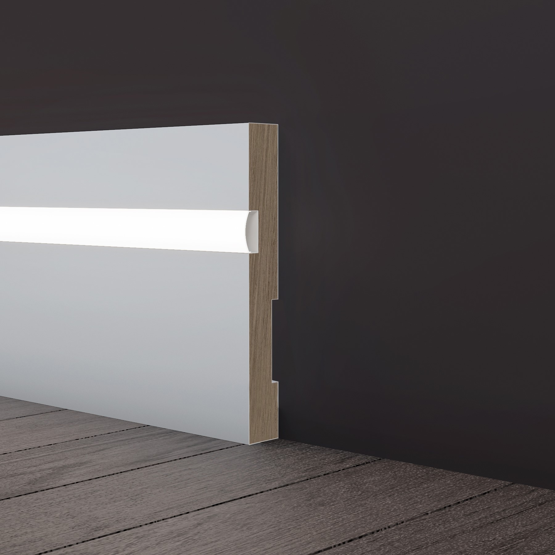 Плинтус МДФ под покраску Evrowood PN 101 Led с подсветкой 2000×100×16