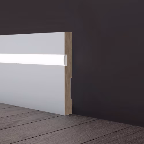 Плинтус МДФ под покраску Evrowood PN 101 Led с подсветкой 2000×100×16