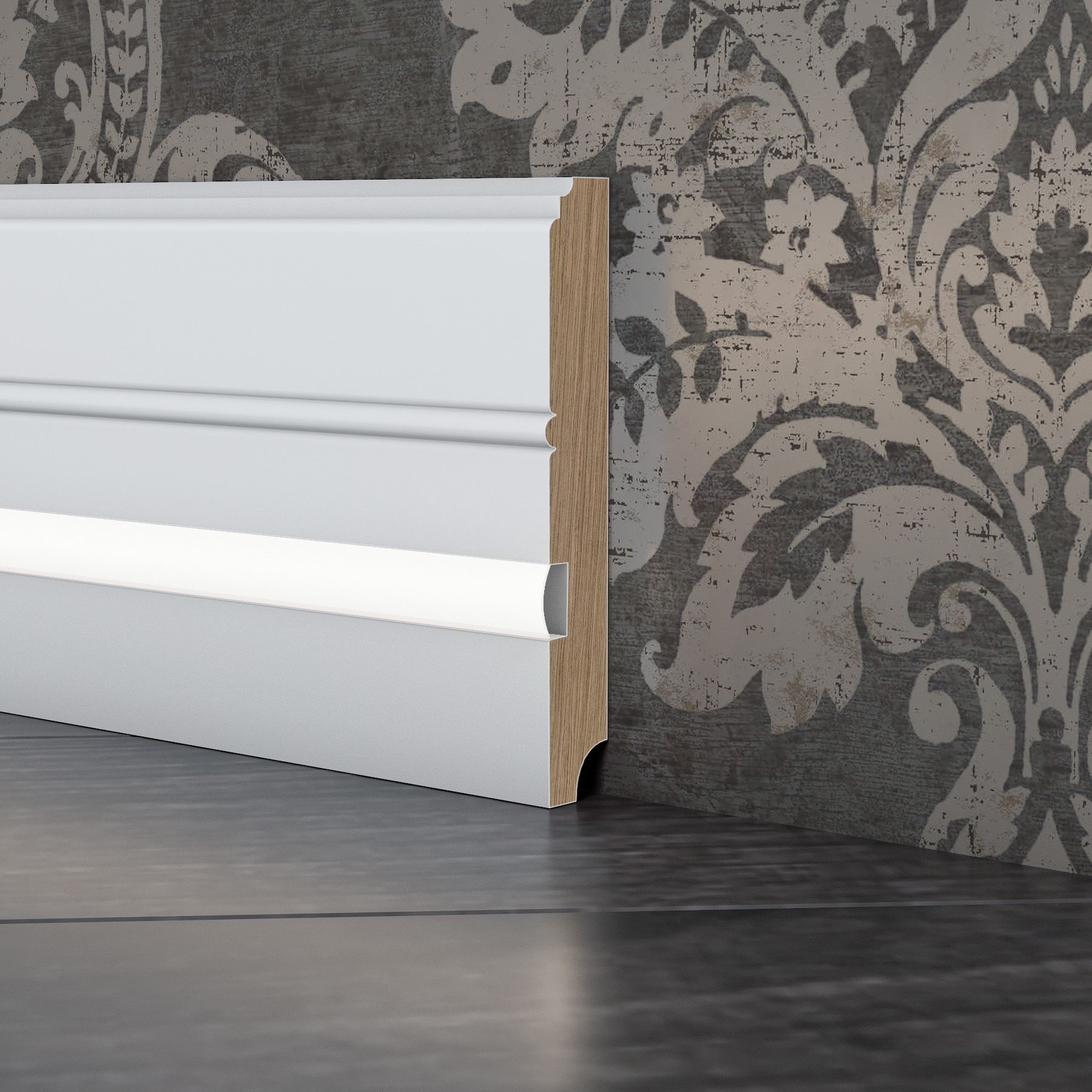 Плинтус МДФ под покраску Evrowood PN 120 Led с подсветкой 2000×110×16 Плинтус МДФ под покраску Evrowood PN 120 Led с подсветкой 2000×110×16