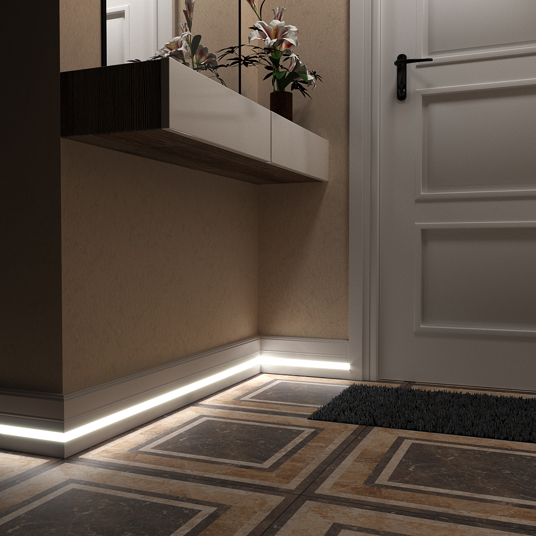 Плинтус МДФ под покраску Evrowood PN 120 Led с подсветкой 2000×110×16 фото в интерьере Плинтус МДФ под покраску Evrowood PN 120 Led с подсветкой 2000×110×16 фото в интерьере