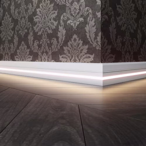 Плинтус МДФ под покраску Evrowood PN 120 Led с подсветкой 2000×110×16