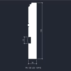 Плинтус МДФ под покраску Evrowood PN 120 Led с подсветкой 2000×110×16