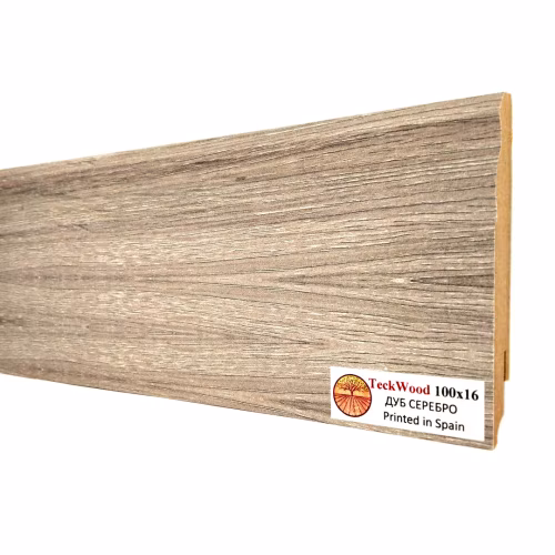 Плинтус МДФ ламинированный TeckWood дуб Серебро 2150×100×16