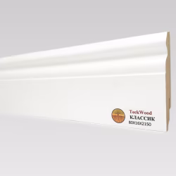 Плинтус МДФ ламинированный TeckWood белый Классик матовый 2150×80×16