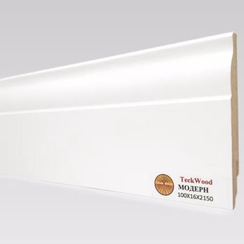 Плинтус МДФ ламинированный TeckWood белый Модерн матовый 2150×100×16
