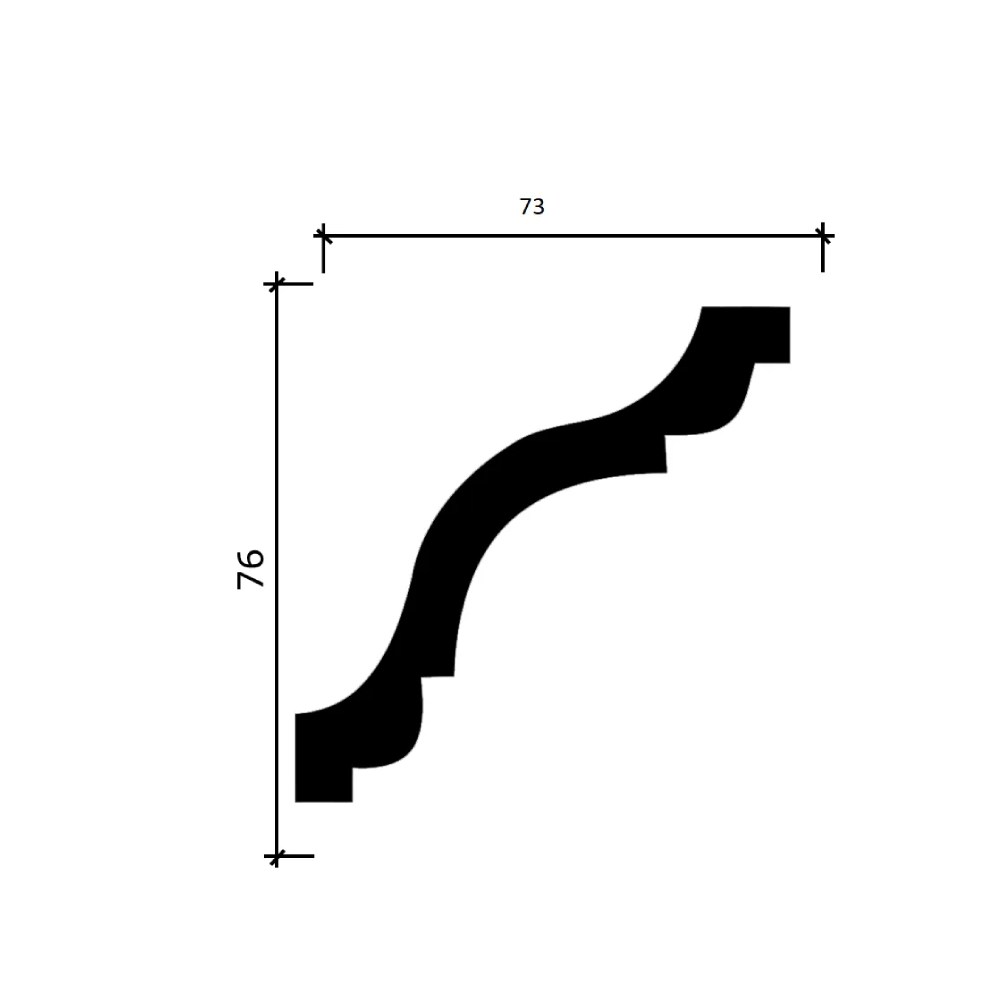 Потолочный плинтус под покраску Decor-Dizayn DD44 2000×73×76