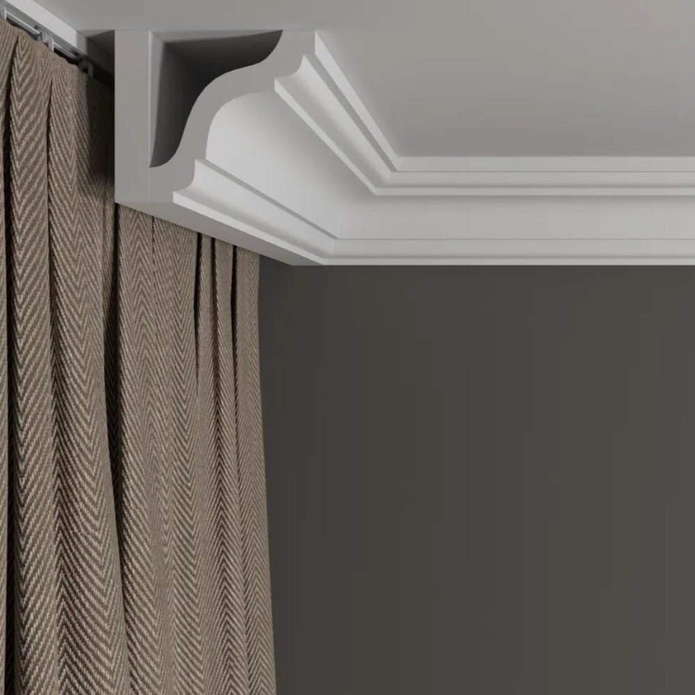 Потолочный плинтус под покраску Decor-Dizayn DD44 2000×73×76 фото в интерьере