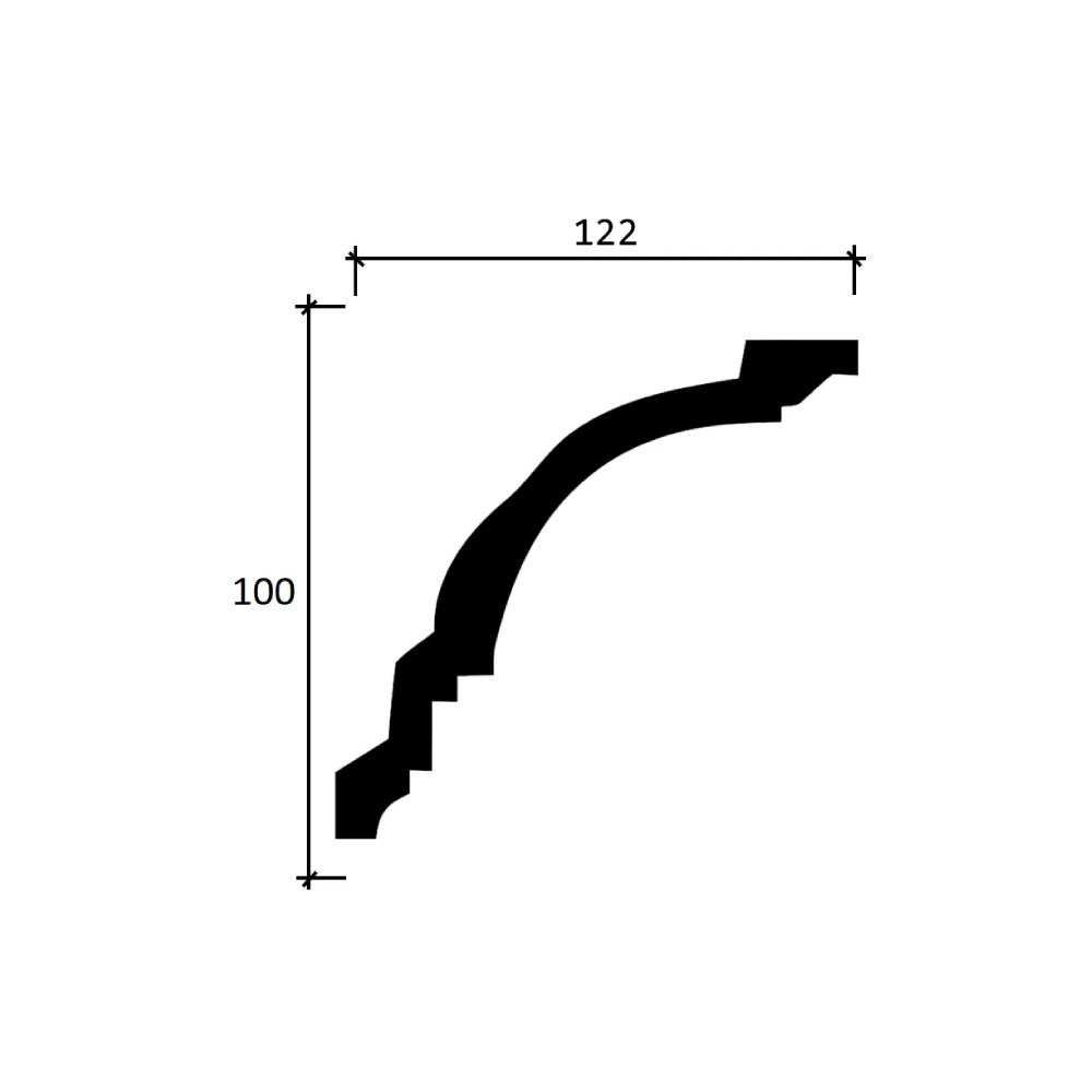 Потолочный плинтус под покраску Decor-Dizayn DD16 2000×122×100