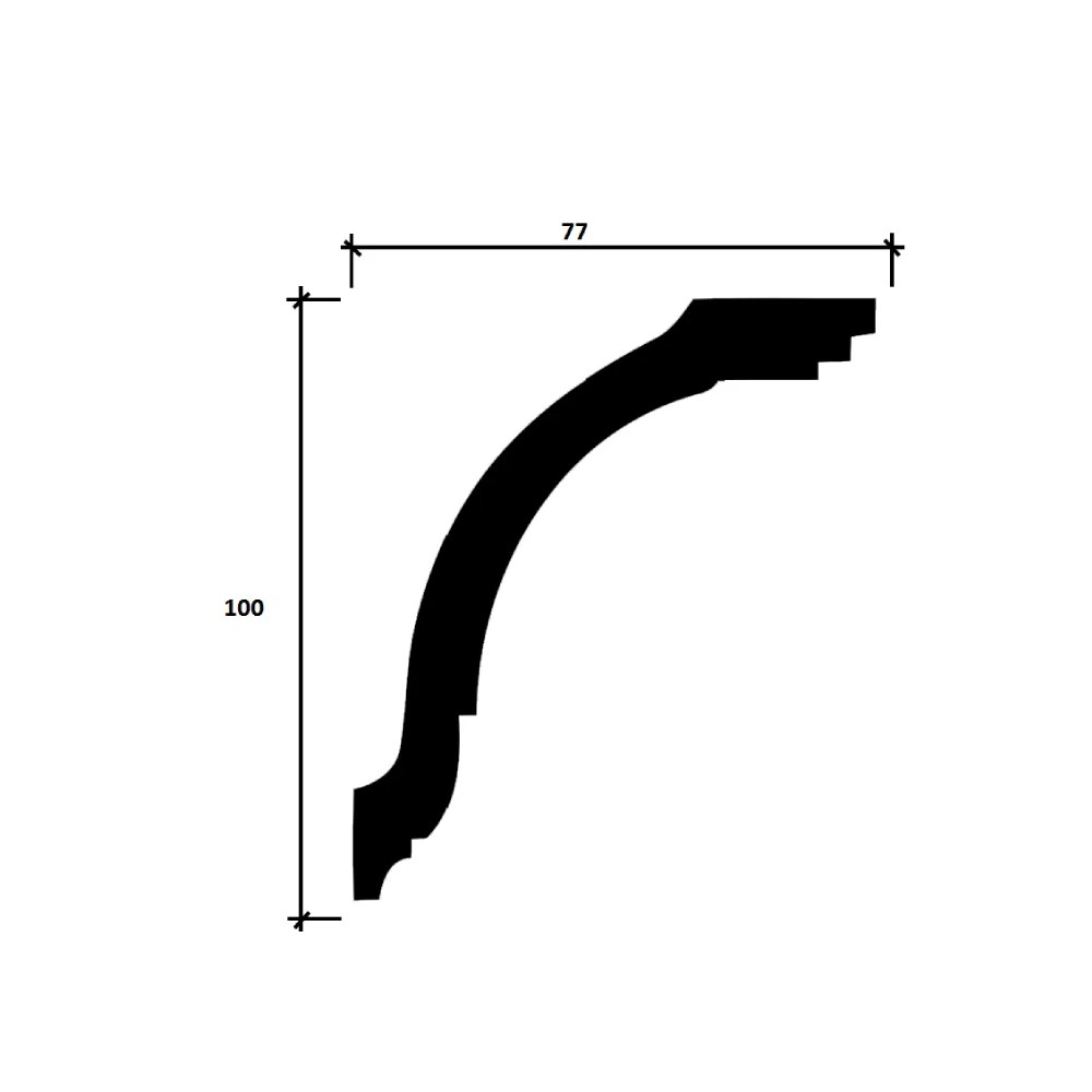 Потолочный плинтус под покраску Decor-Dizayn DD08 2000×77×100