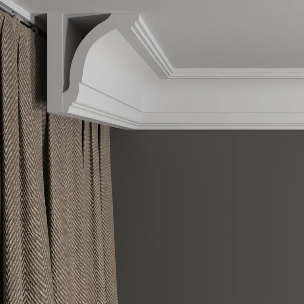 Потолочный плинтус под покраску Decor-Dizayn DD08 2000×77×100 фото в интерьере