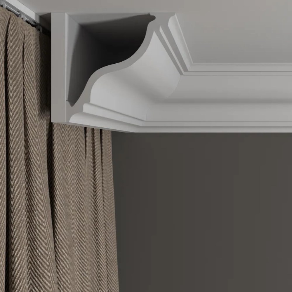 Потолочный плинтус под покраску Decor-Dizayn DD504 2000×115×115 фото в интерьере