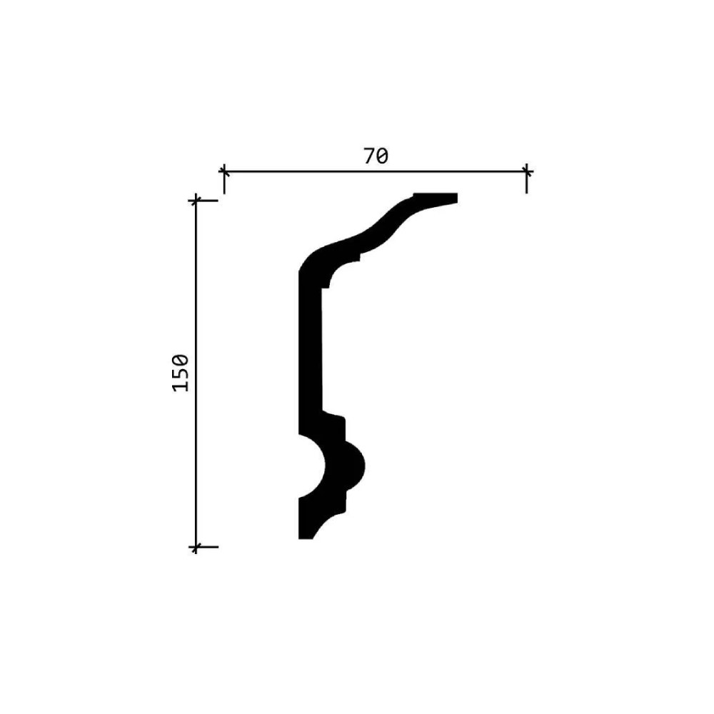 Потолочный плинтус под покраску Decor-Dizayn DD505 2000×70×150