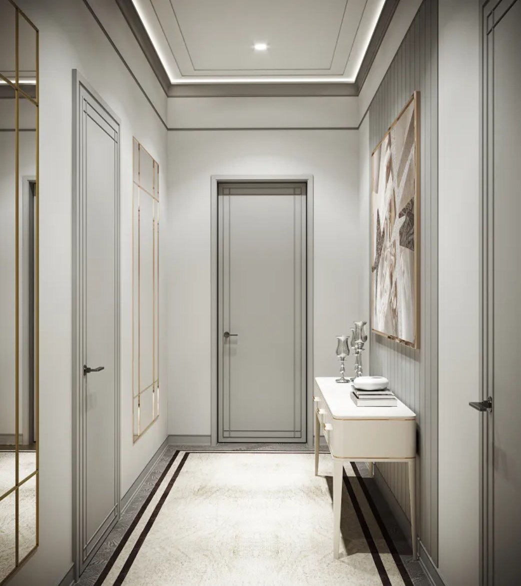 Потолочный плинтус под покраску Decor-Dizayn Estet DD518 2000×45×125 фото в интерьере