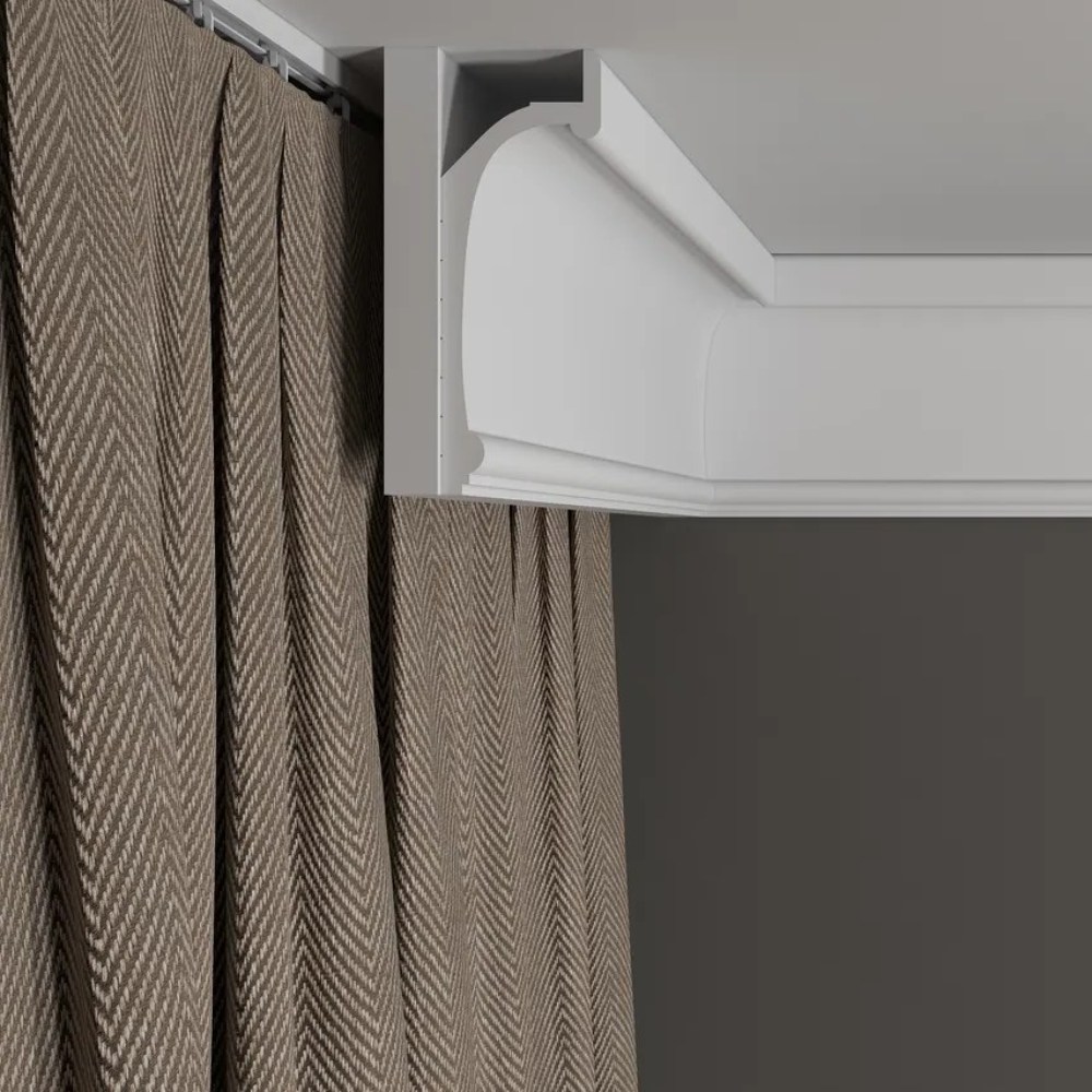 Потолочный плинтус под покраску Decor-Dizayn Estet DD518 2000×45×125 фото в интерьере