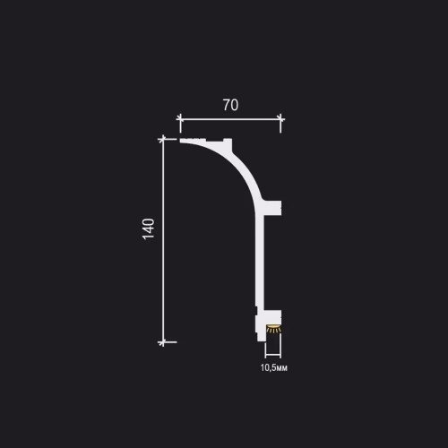 Потолочный плинтус под покраску Decor-Dizayn Modern DD520 с подсветкой 2000×70×140
