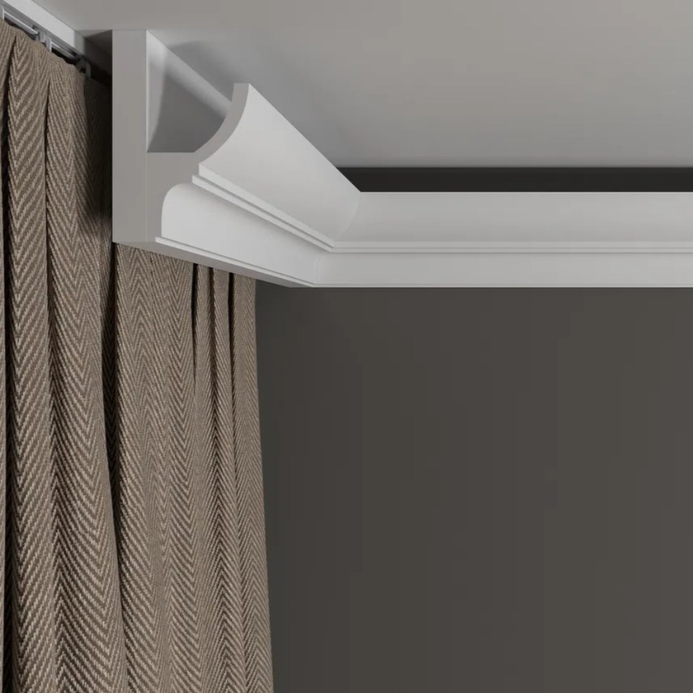 Потолочный плинтус под покраску Decor-Dizayn DD508 с подсветкой 2000×45×70 фото в интерьере