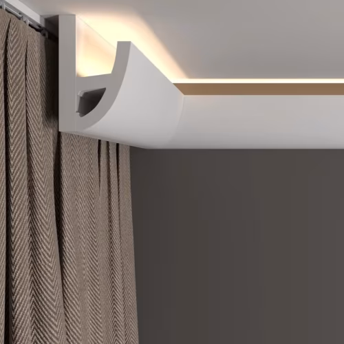 Потолочный плинтус под покраску Decor-Dizayn DD510 с подсветкой 2000×49×80