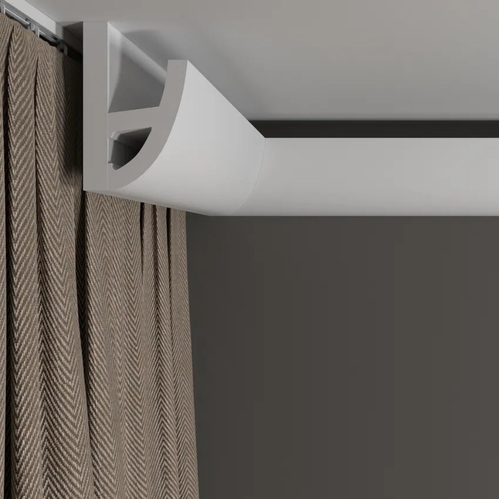 Потолочный плинтус под покраску Decor-Dizayn DD510 с подсветкой 2000×49×80 фото в интерьере