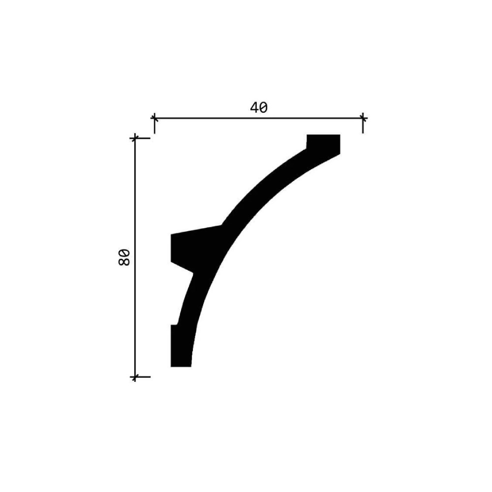 Потолочный плинтус под покраску Decor-Dizayn DD512 с подсветкой 2000×40×80